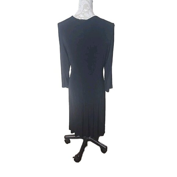 Chico's Travelers Dress Black Bodice Wrap Side Gathered Knee Length Women's 12 - Picture 7 of 10